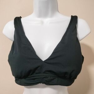 Seafolly Women's Black Banded Triangle Bikini Top Swimwear V-Neck Sports Bra 14